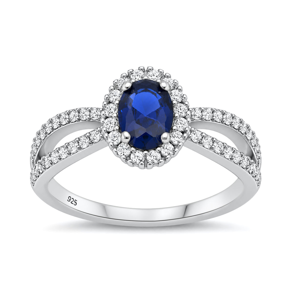 Silver CZ Oval Halo Ring