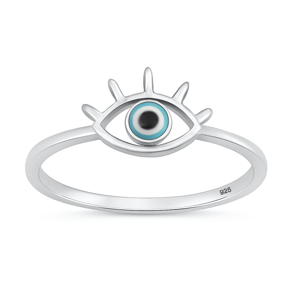 Silver CZ Ring - Evil Eye