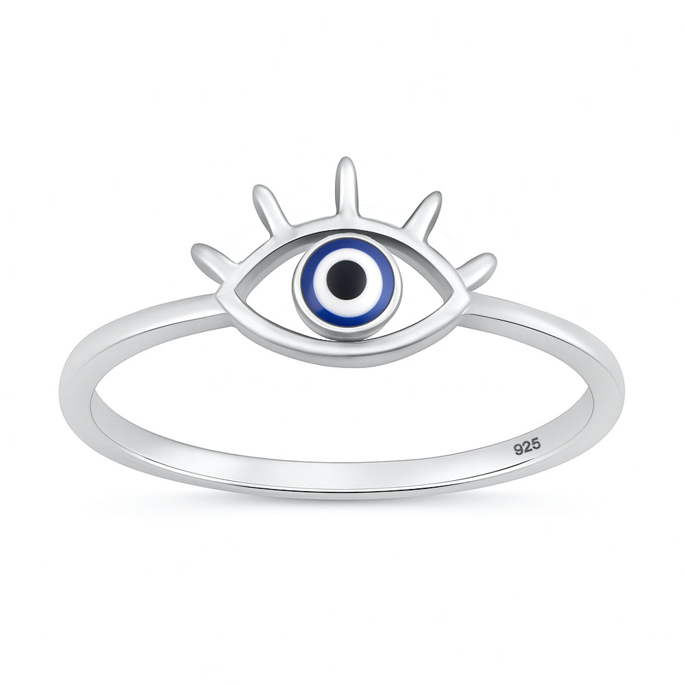 Silver CZ Ring - Evil Eye
