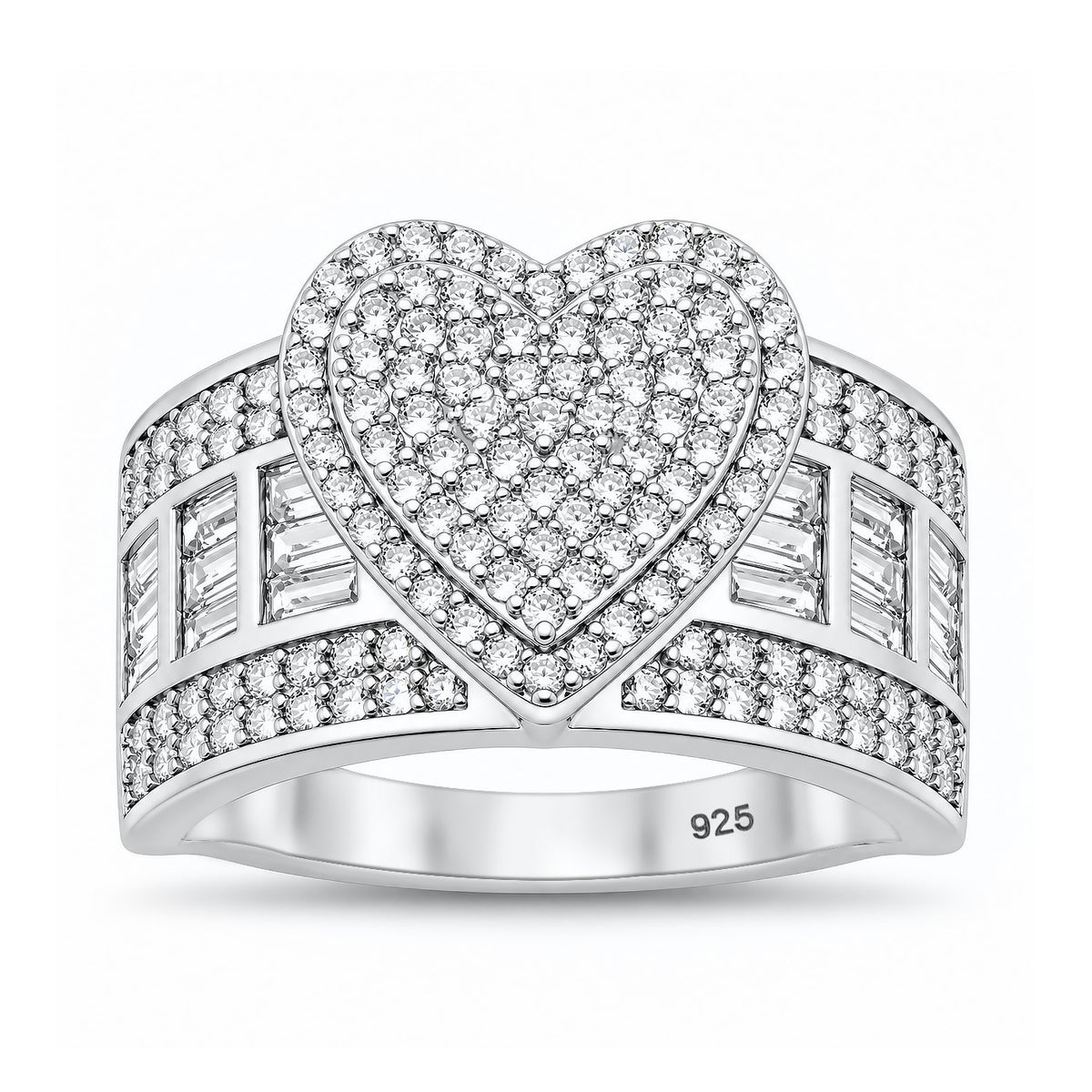 Silver CZ Ring - Heart