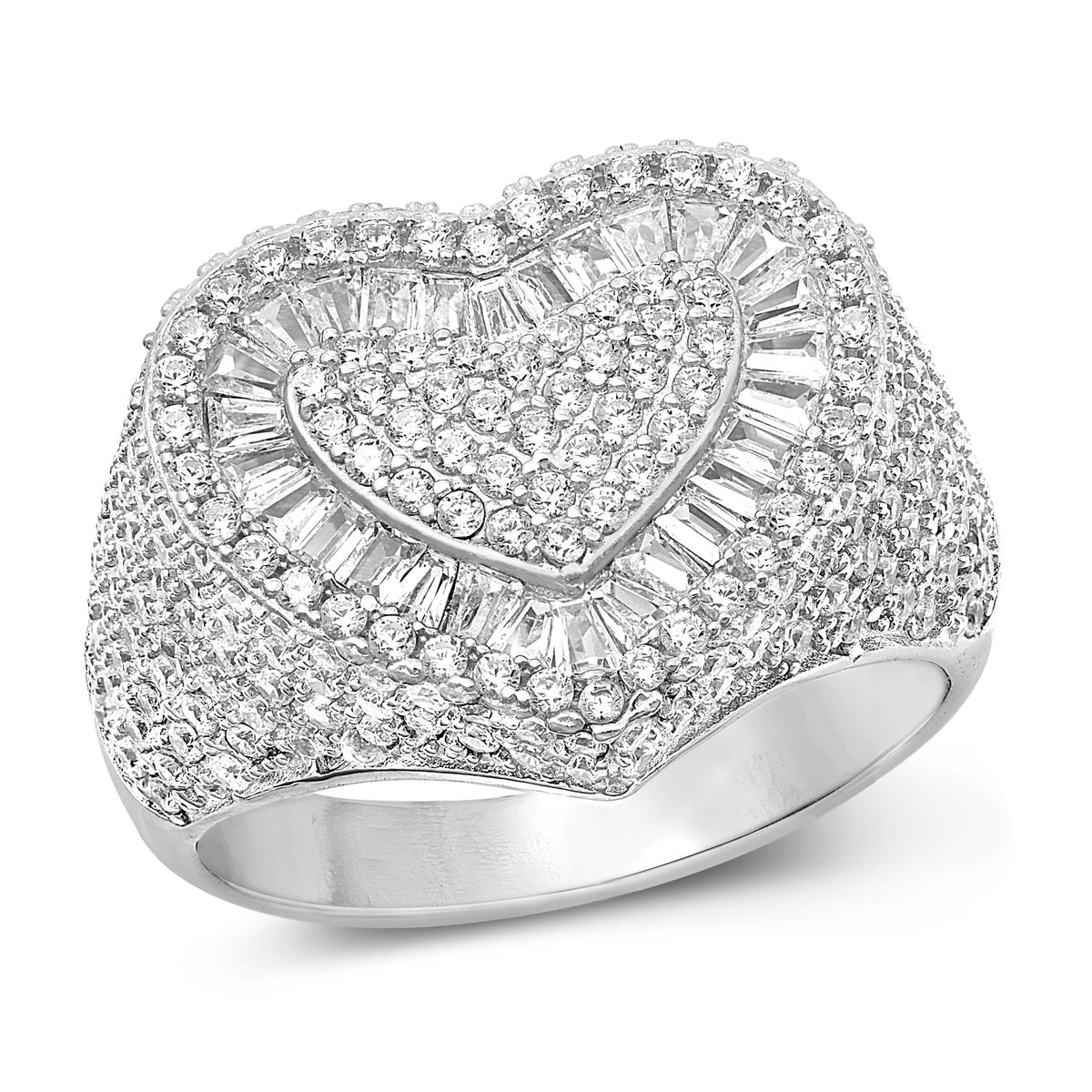 Silver CZ Ring - Heart