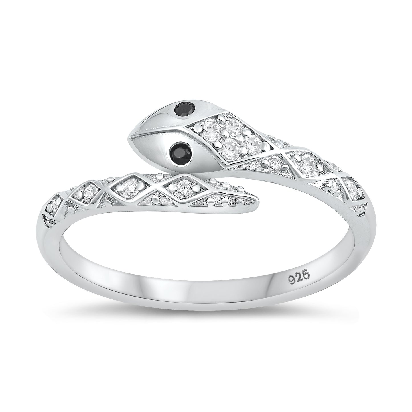 Silver CZ Ring - Snake