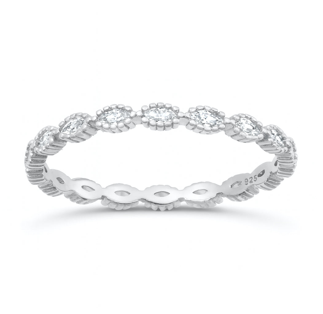Silver CZ Ring - Marquise Band