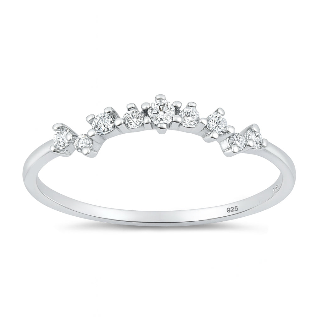 Silver CZ Ring - Contour Band