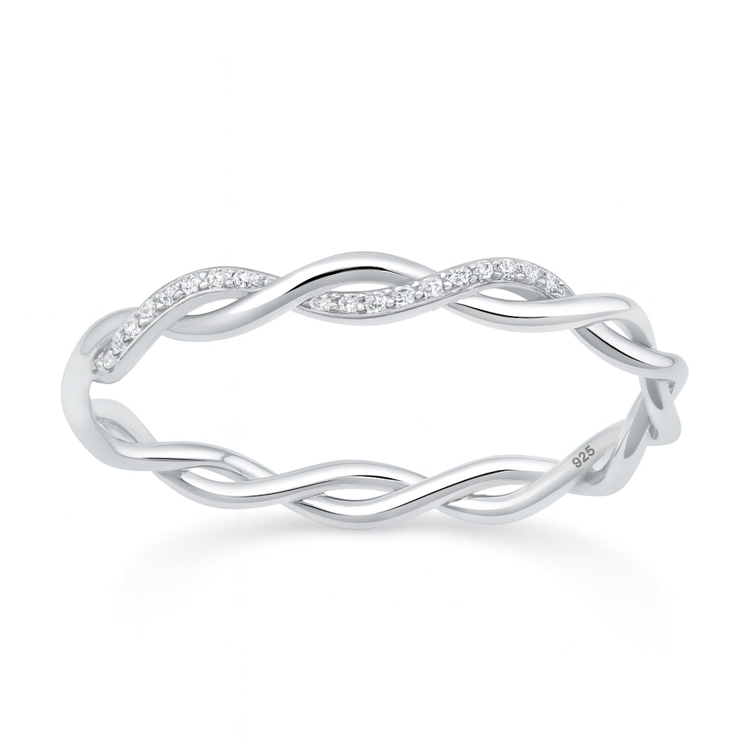 Silver CZ Ring - Twisted Band