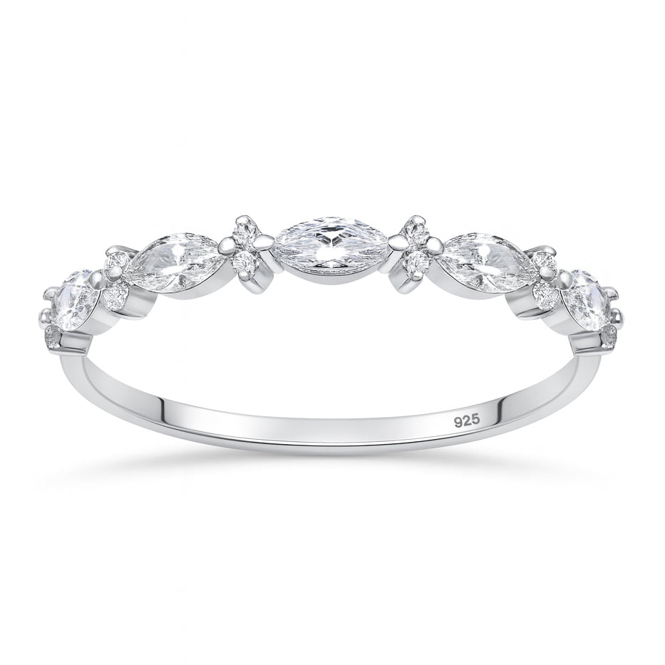 Silver CZ Ring - Marquise Band