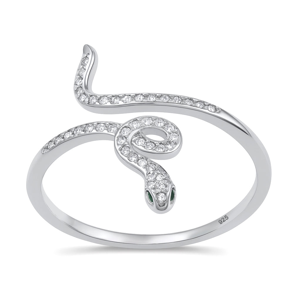 Silver CZ Ring - Snake