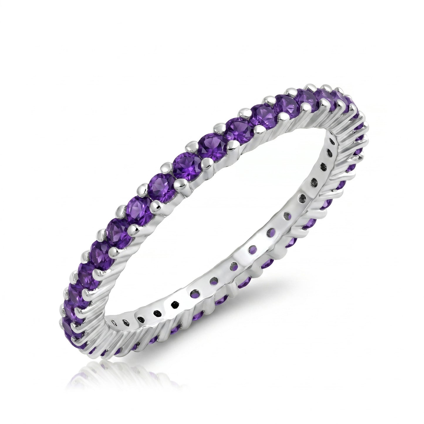 Silver Eternity Ring - Amethyst CZ