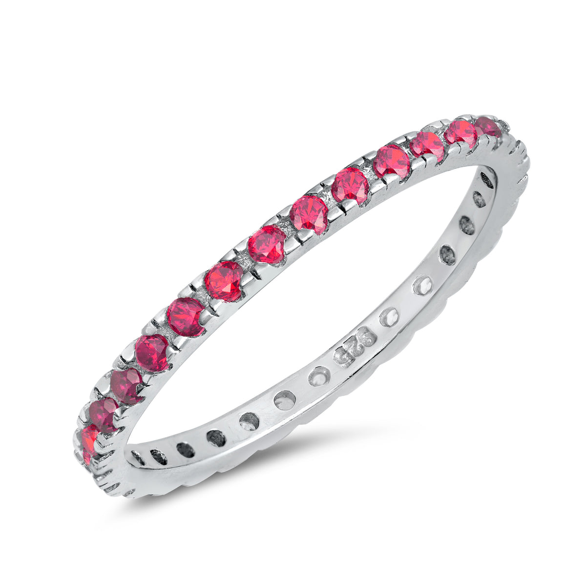 Silver Ring W/ Ruby CZ