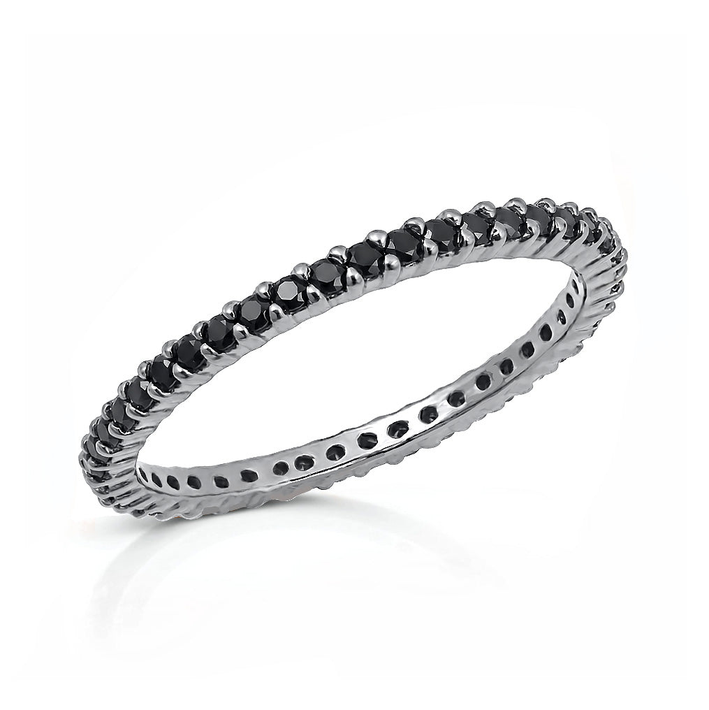 Silver Ring W/ Black CZ - 1.5mm