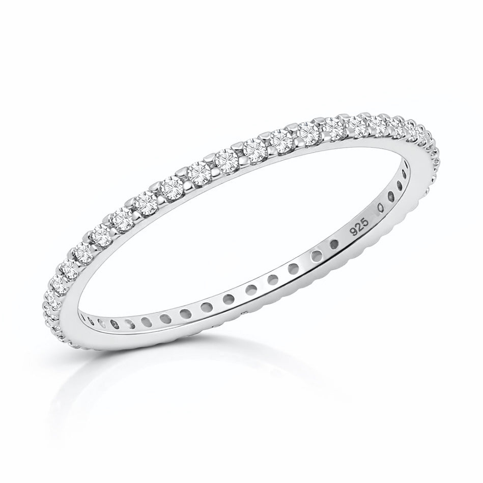 Silver Ring W/ Clear CZ - 1.5mm