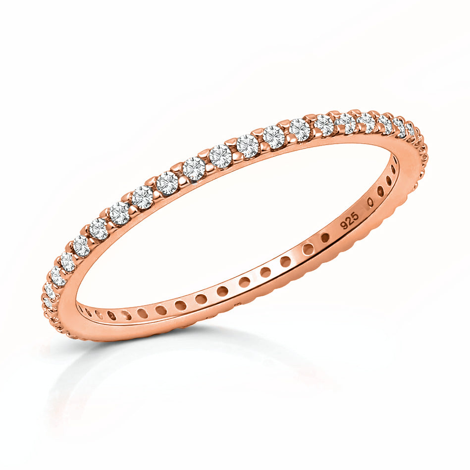 Silver Ring W/ Clear CZ - 1.5mm