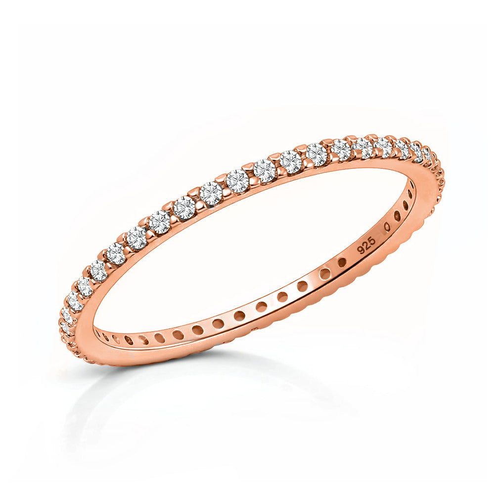 Silver Ring W/ Clear CZ - 1.5mm