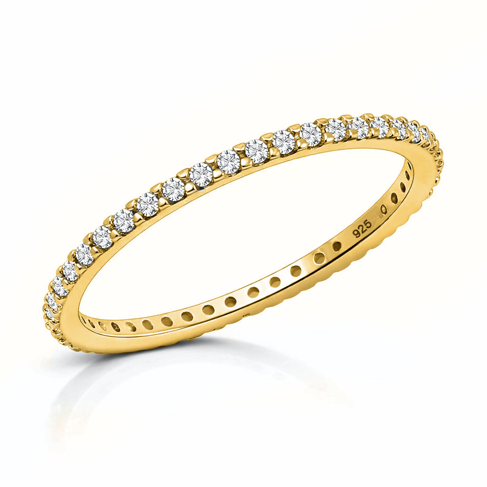 Silver Ring W/ Clear CZ - 1.5mm