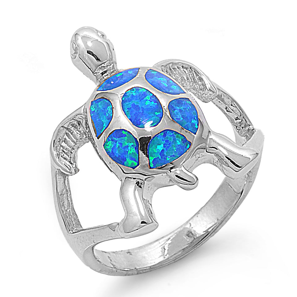Silver Lab Opal Ring- Turtle