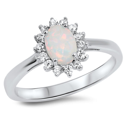 Silver Lab Opal Halo Ring