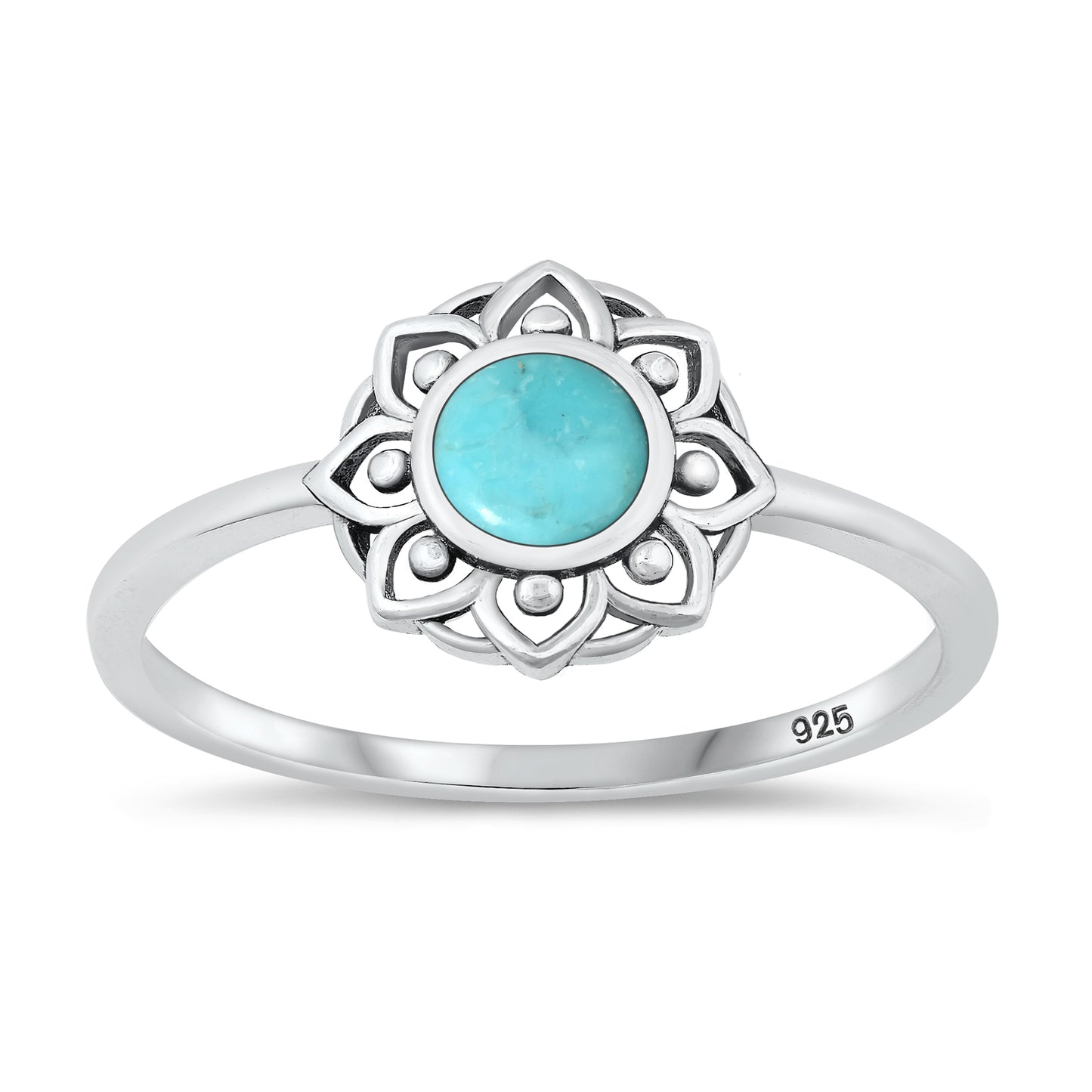 Silver Stone Ring - Mandala