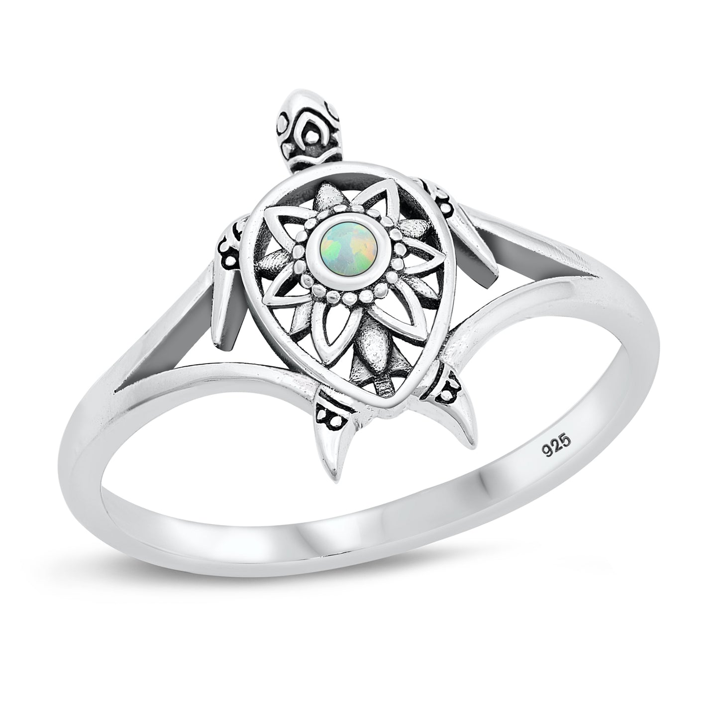 Silver Lab Opal Ring - Turtle