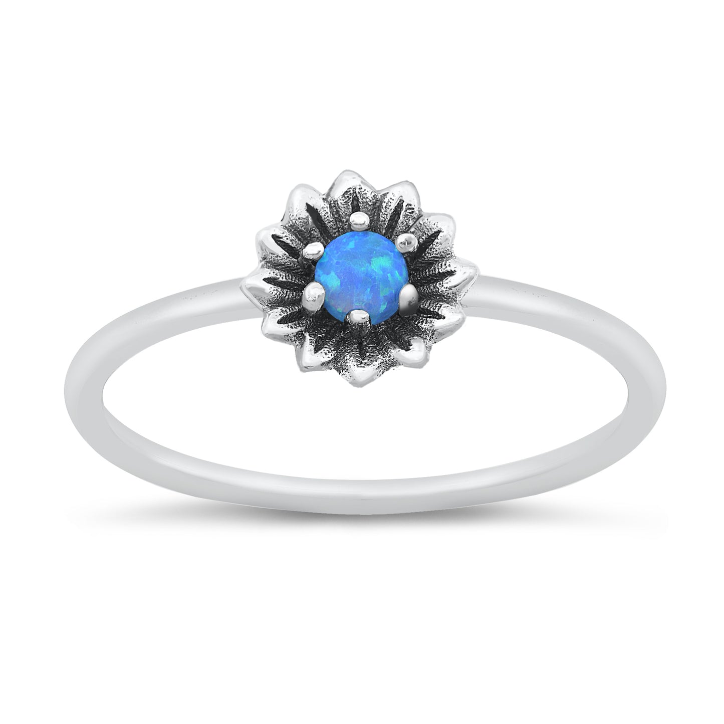 Silver Lab Opal Ring - Flower