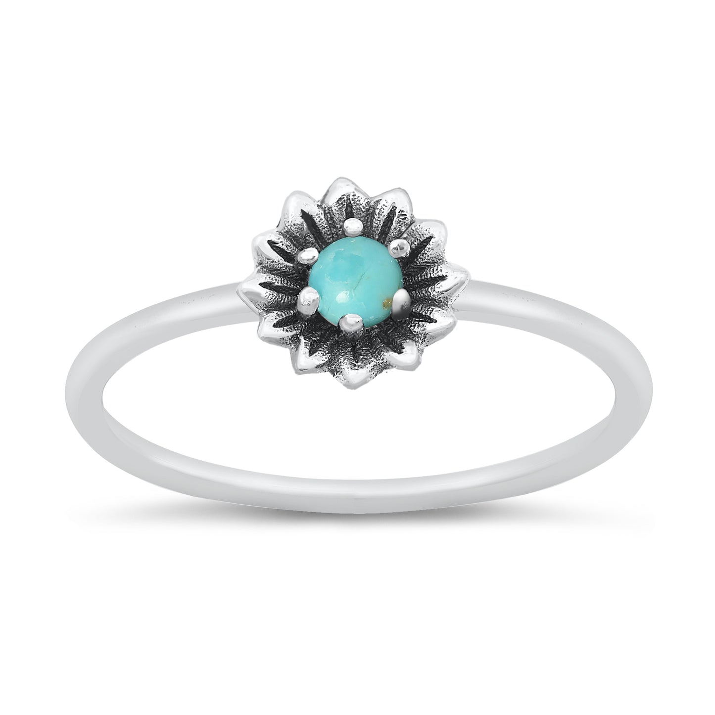 Silver Stone Ring - Flower