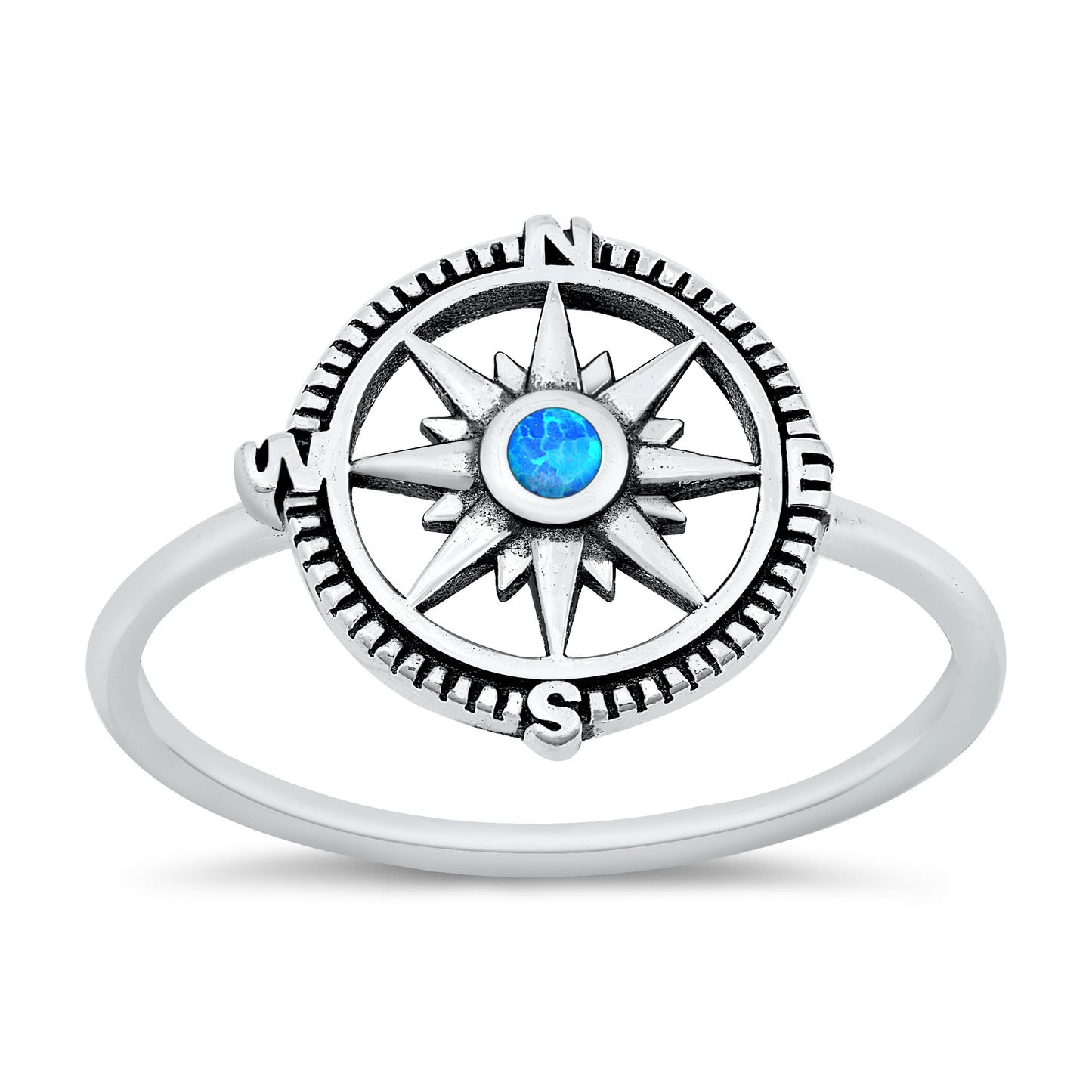Silver Lab Opal Ring - Compass
