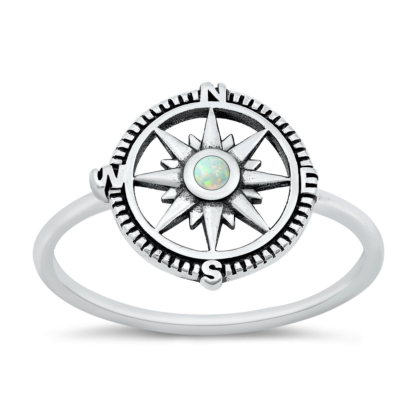 Silver Lab Opal Ring - Compass