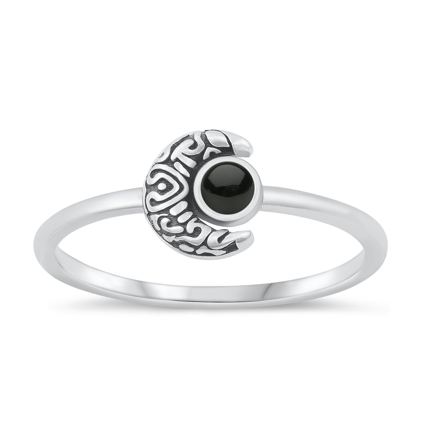Silver Stone Ring - Moon
