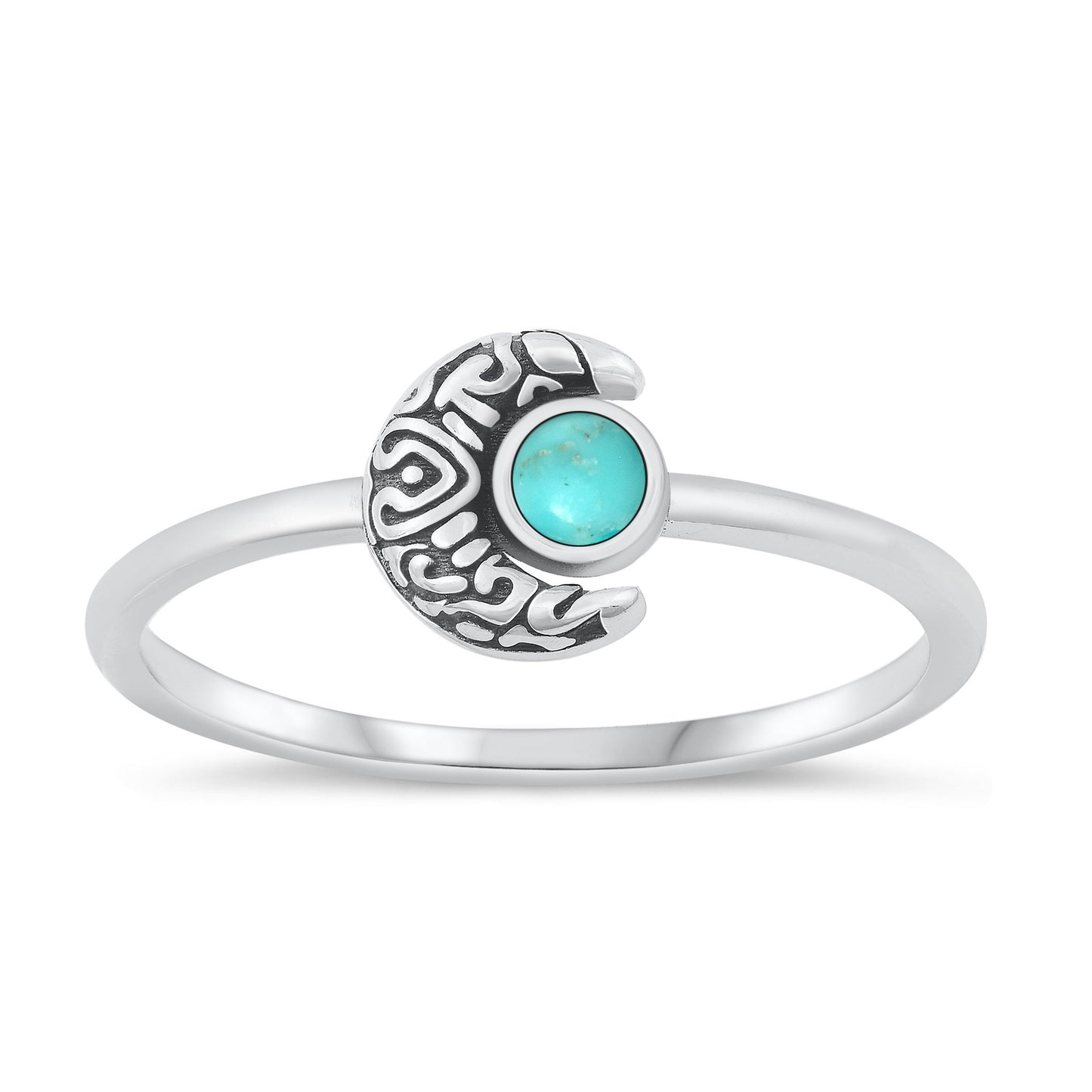 Silver Stone Ring - Moon