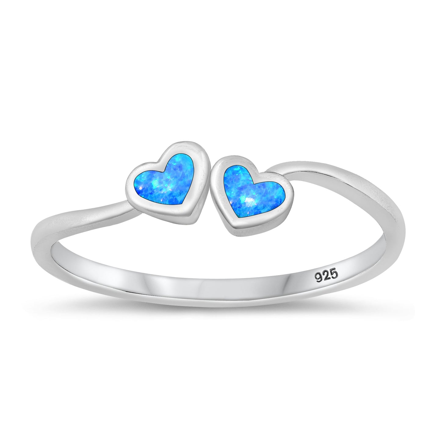 Silver Lab Opal Ring - Heart