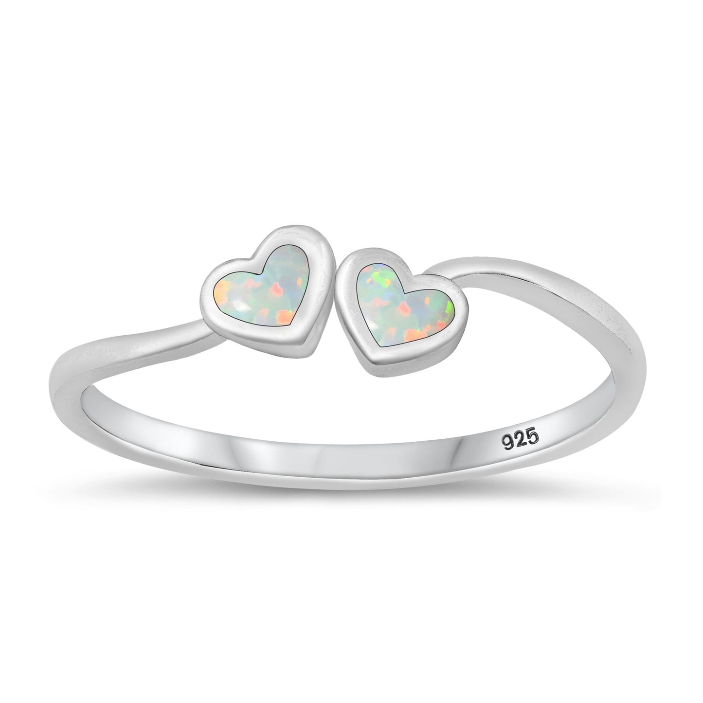 Silver Lab Opal Ring - Heart