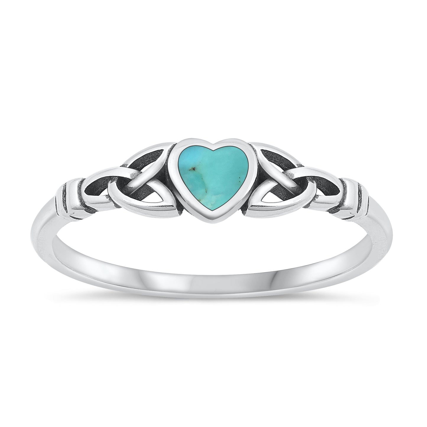 Silver Stone Ring - Celtic Heart