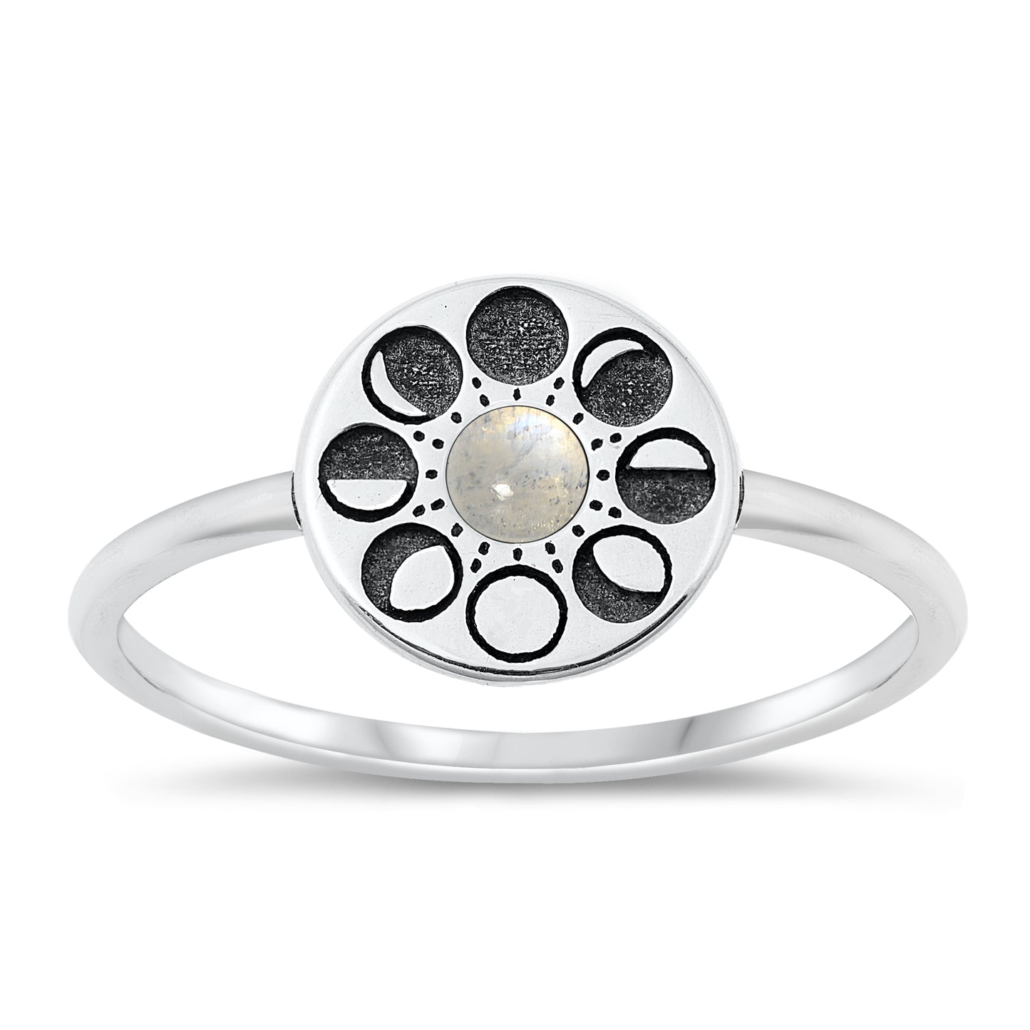 Silver Stone Ring - Moon Phases