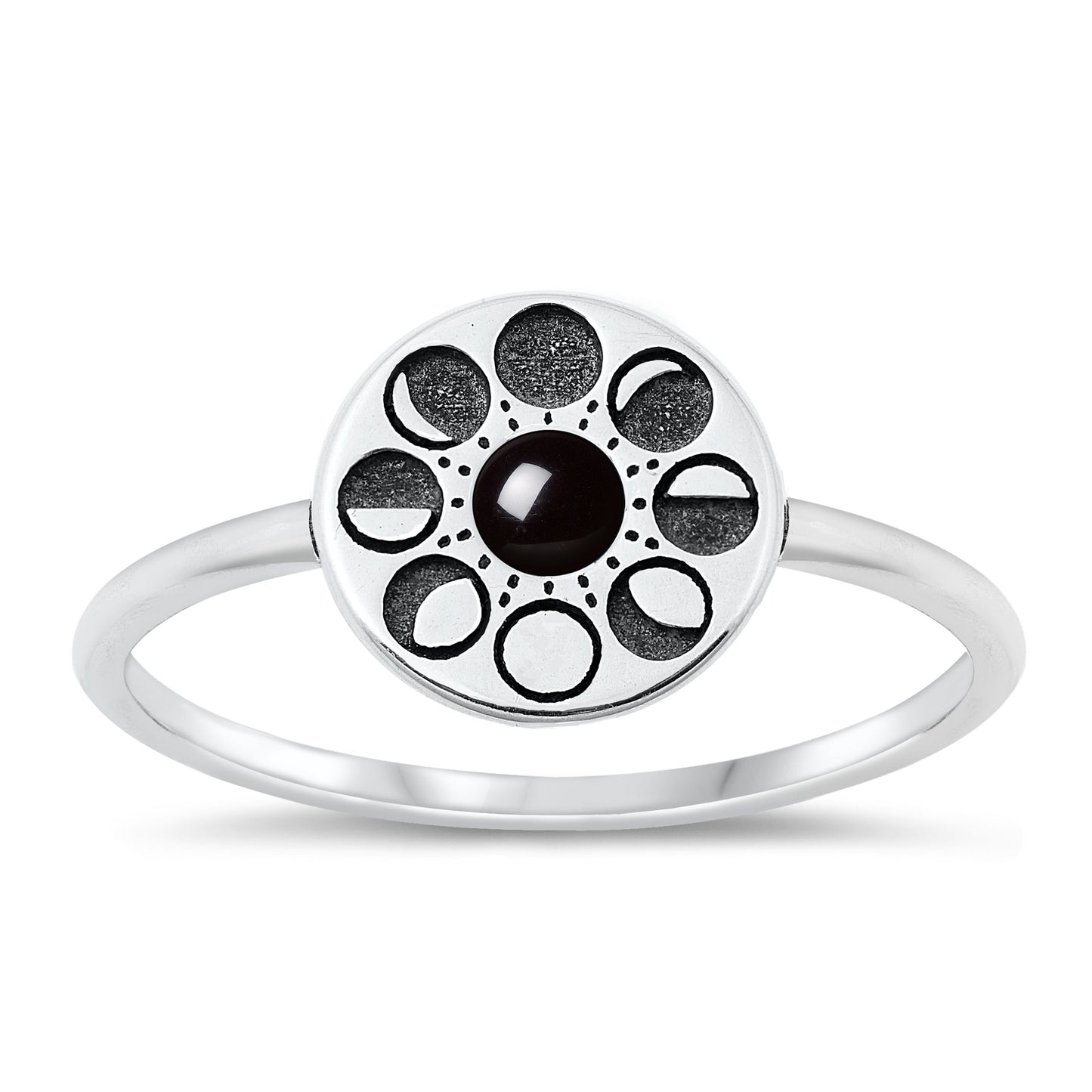 Silver Stone Ring - Moon Phases