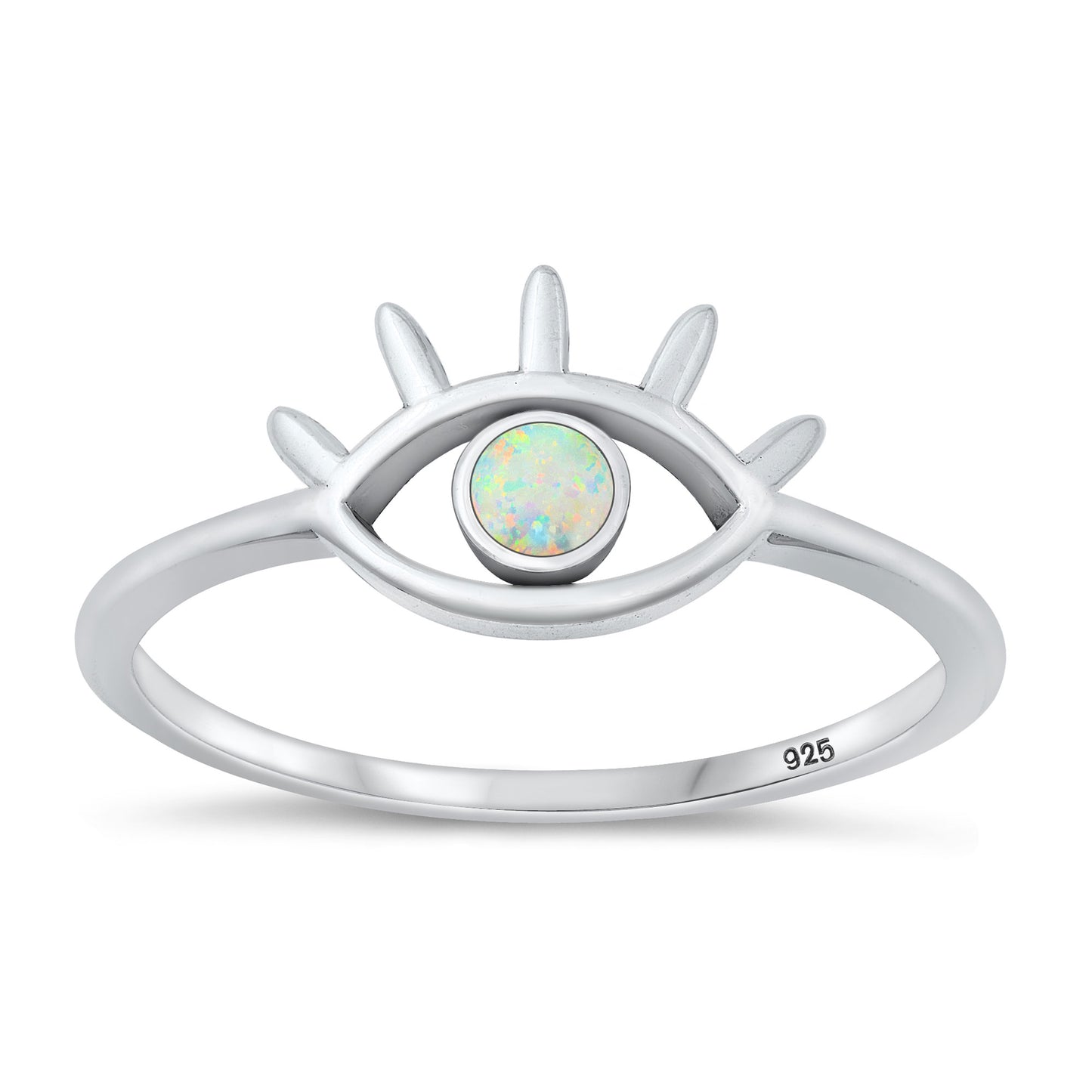 Silver Lab Opal Ring - Evil Eye