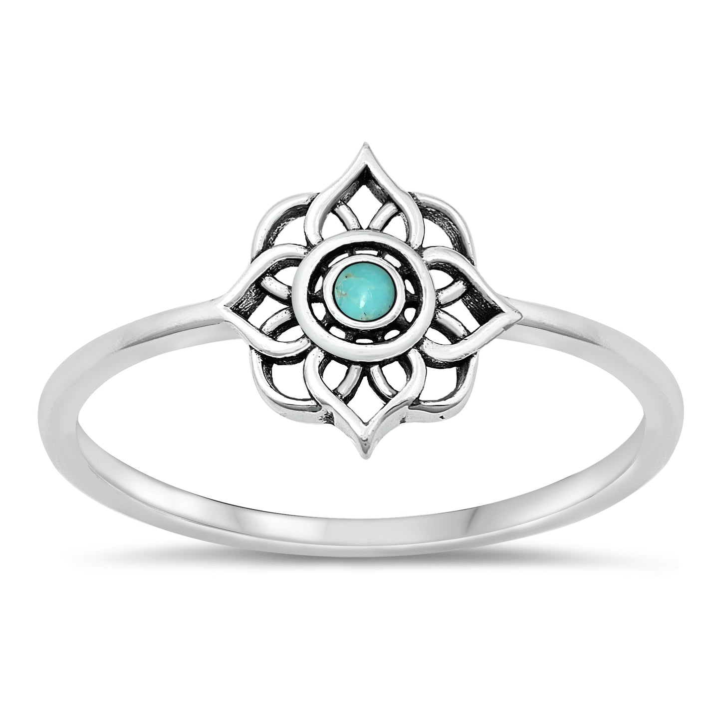 Silver Stone Ring - Mandala
