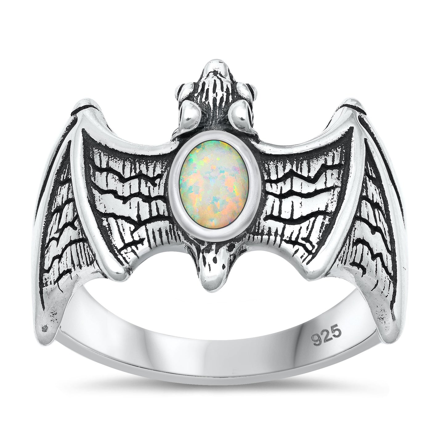 Silver Lab Opal Ring - Bat
