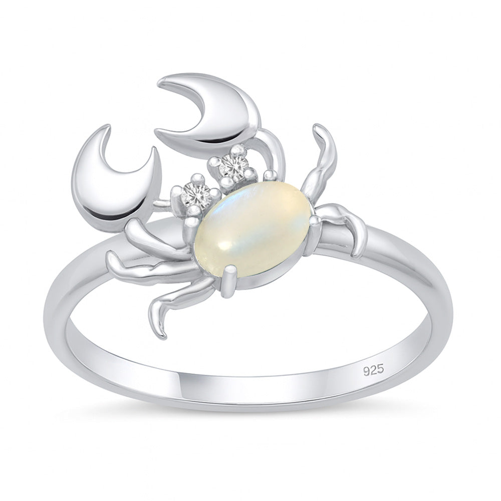 Silver Stone Ring - Crab
