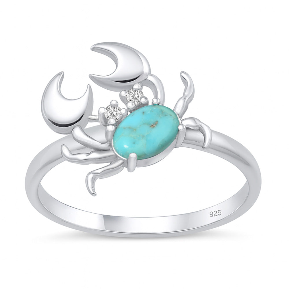 Silver Stone Ring - Crab