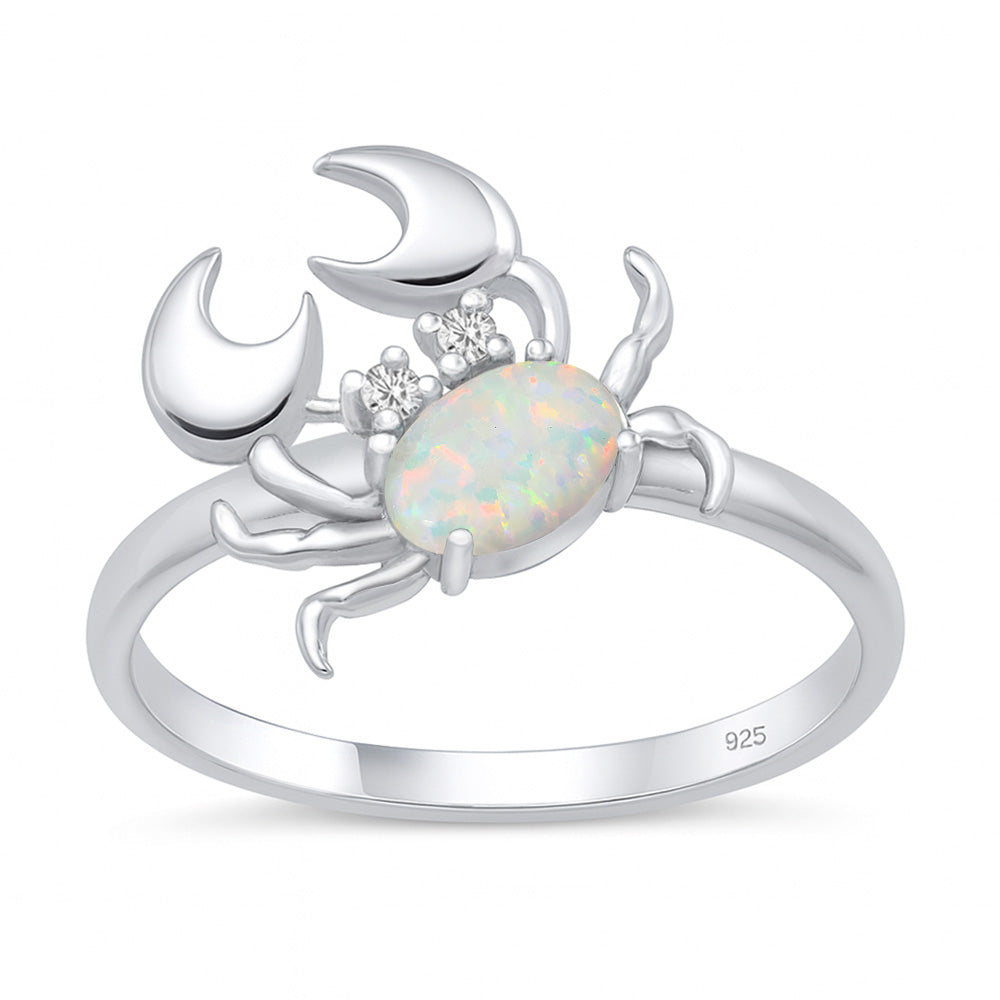 Silver Lab Opal Ring - Crab