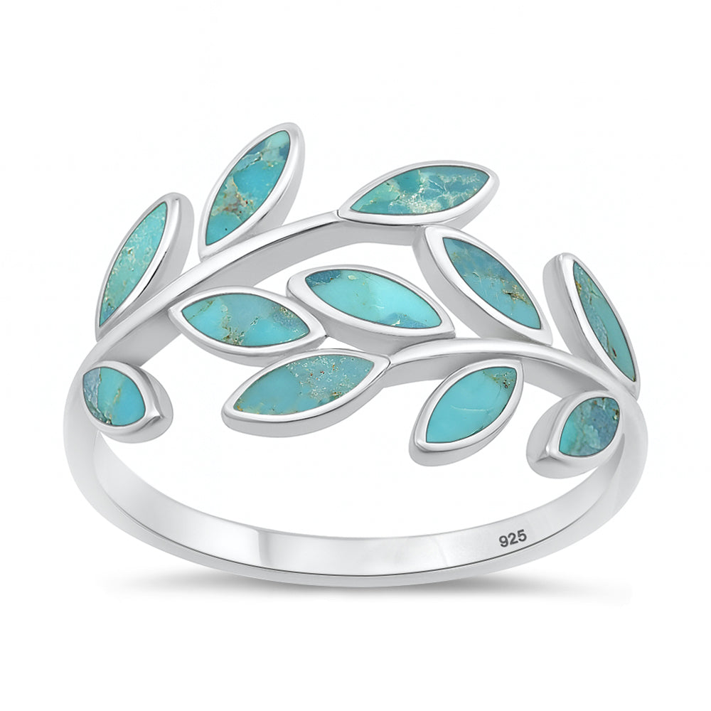 Silver Stone Ring - Leaves