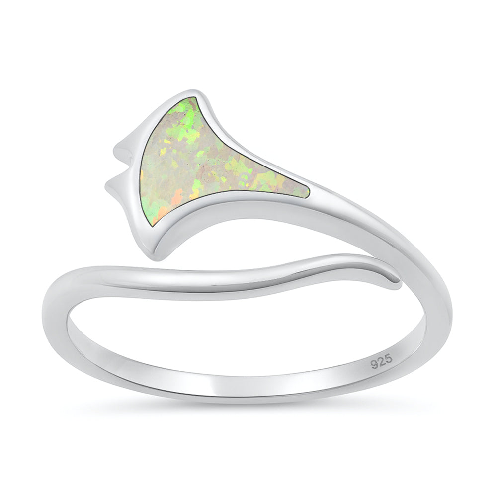 Silver Lab Opal Ring - Manta Ray
