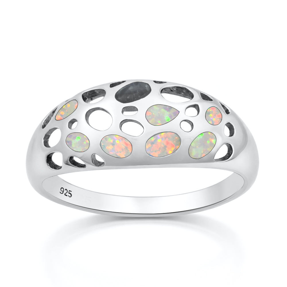 Silver Lab Opal Ring - Dome