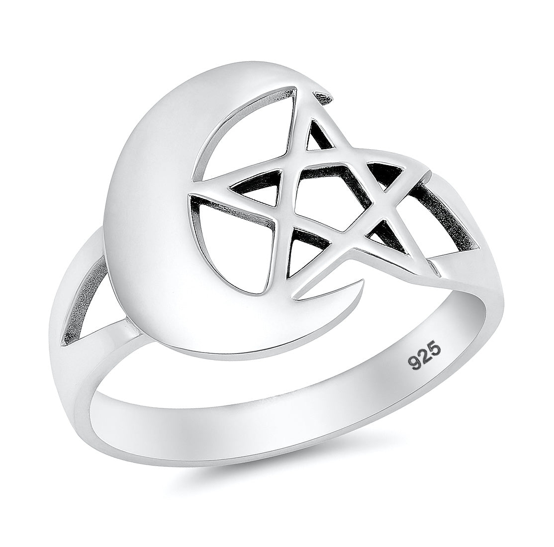 Silver Ring - Moon & Star