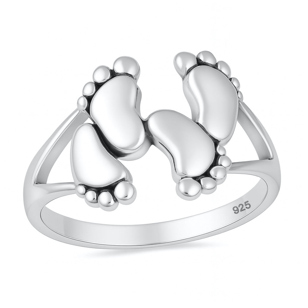 Silver Ring - Baby Footprints