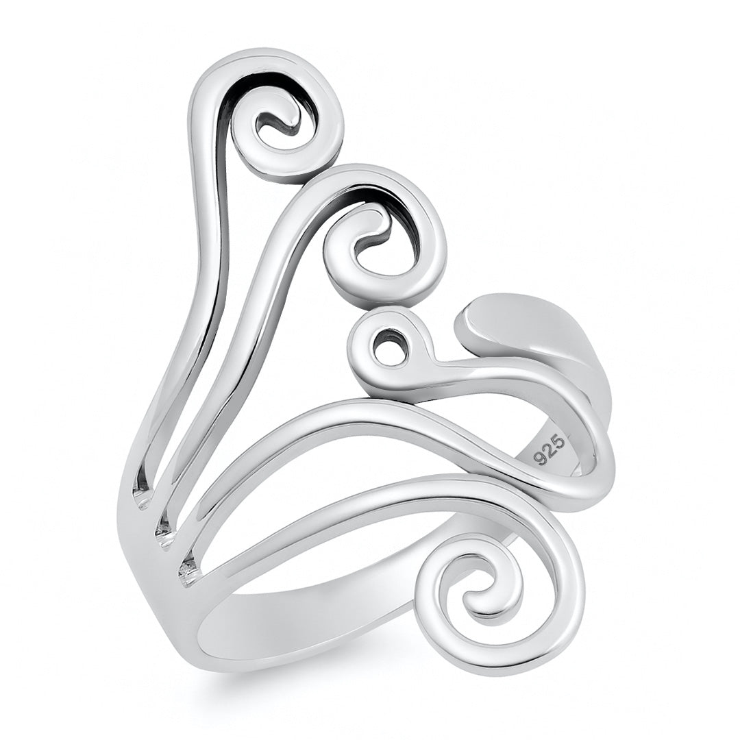 Silver Wave Swirl Ring