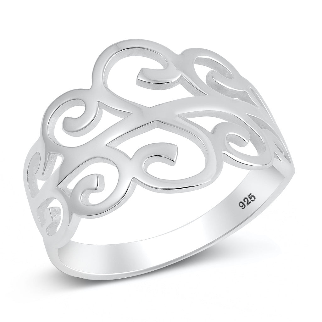 Silver Swirl Pattern Ring