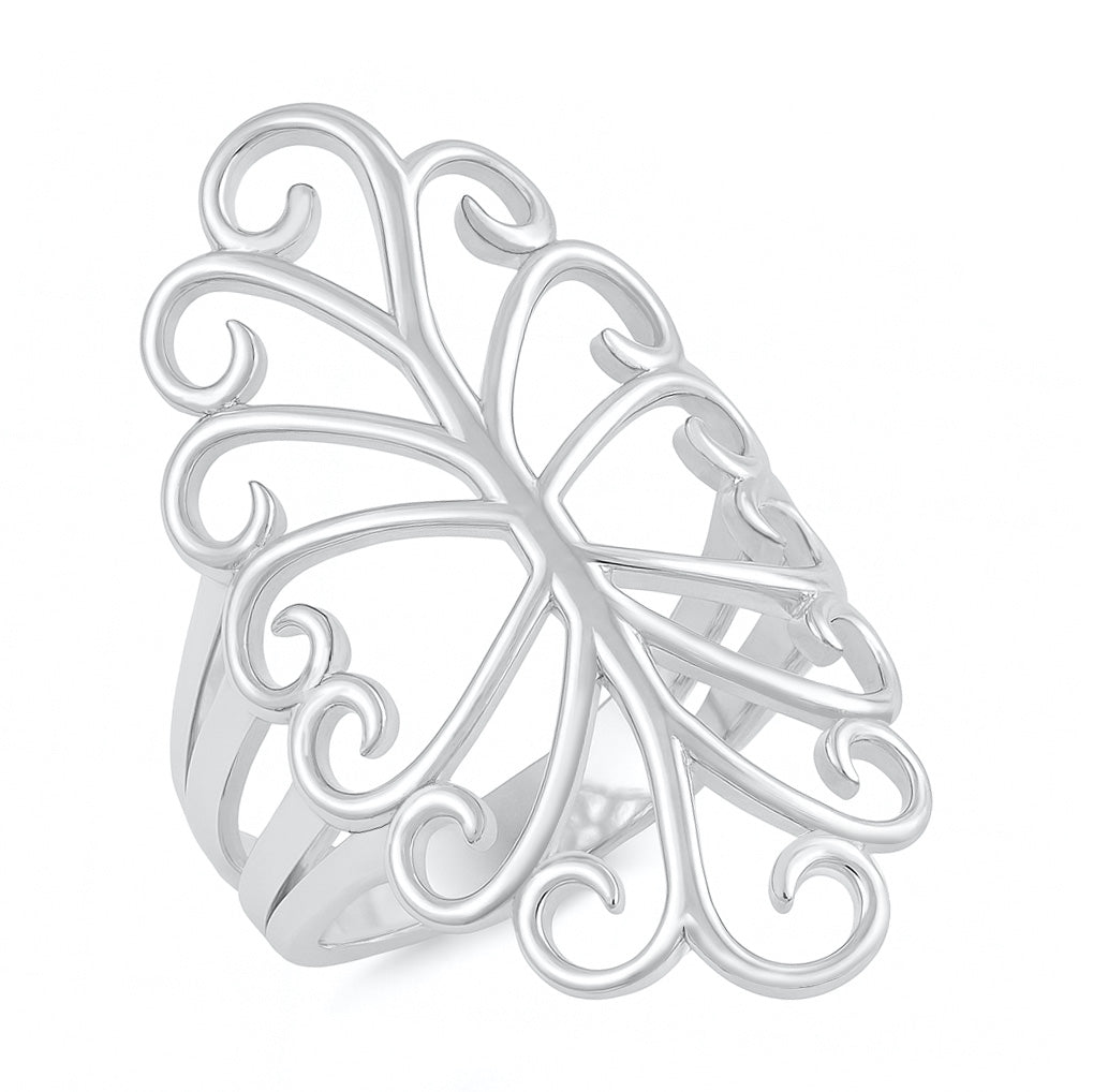 Silver Ring Openwork Swirl Ring