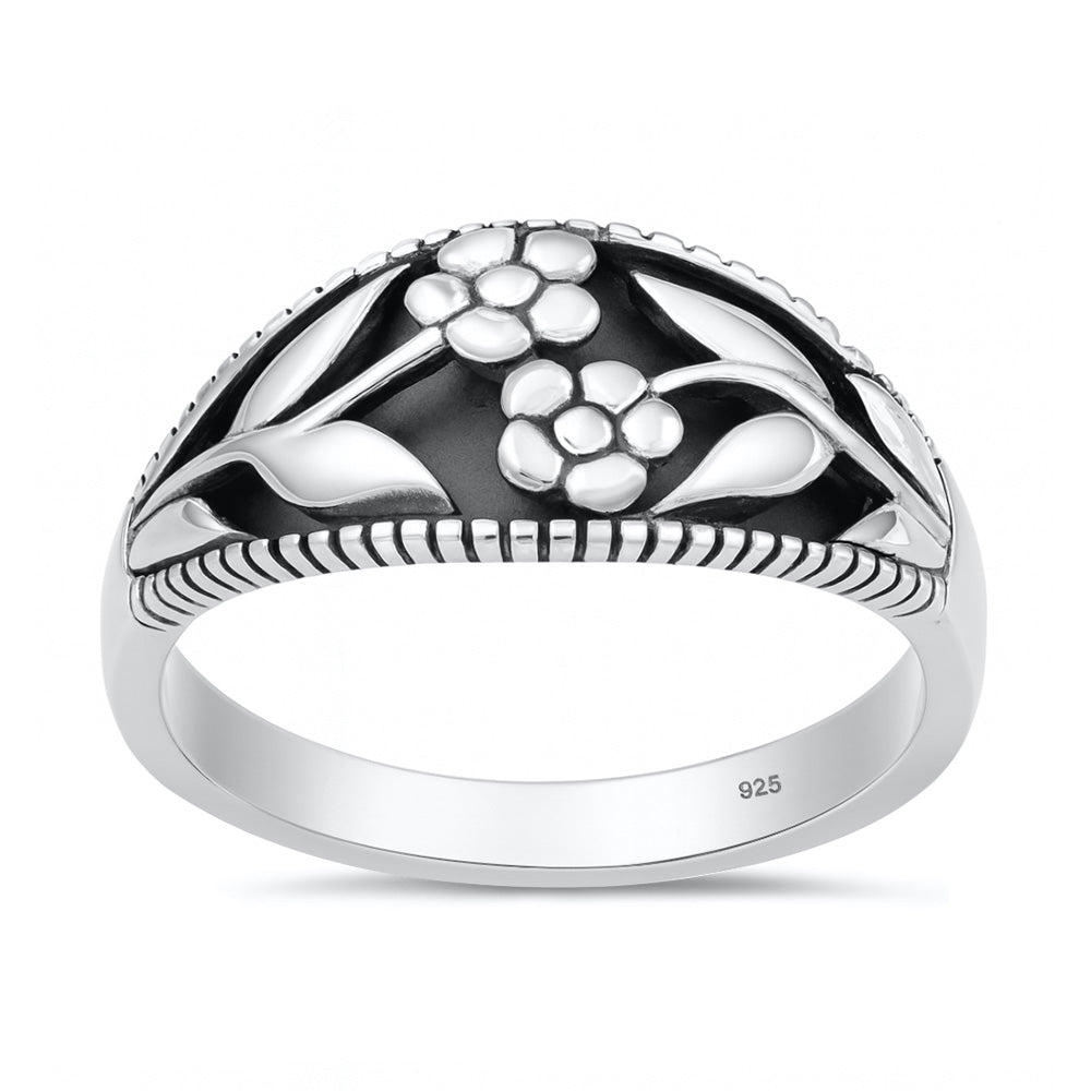 Silver Ring - Flowers
