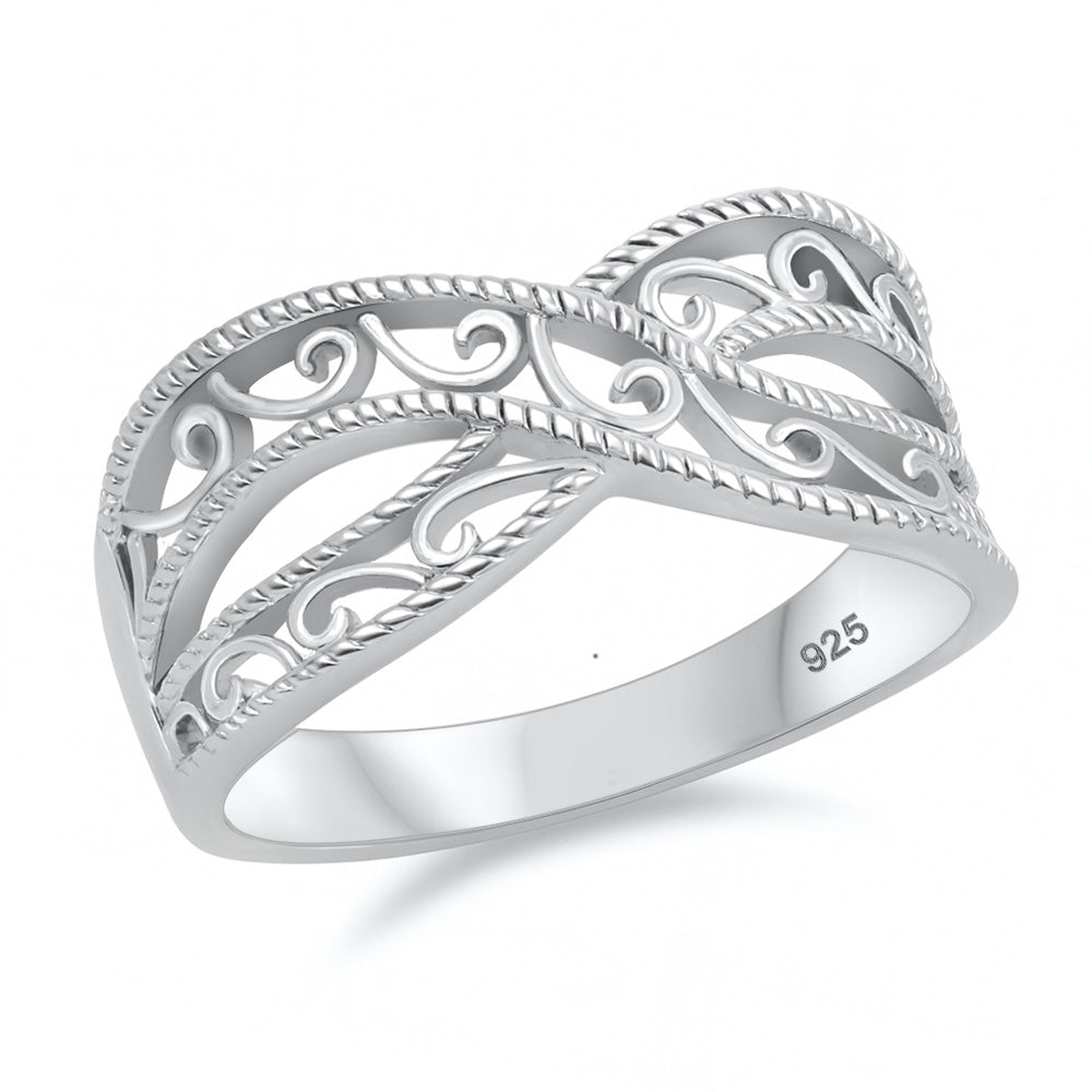 Silver Cross Filgree Ring