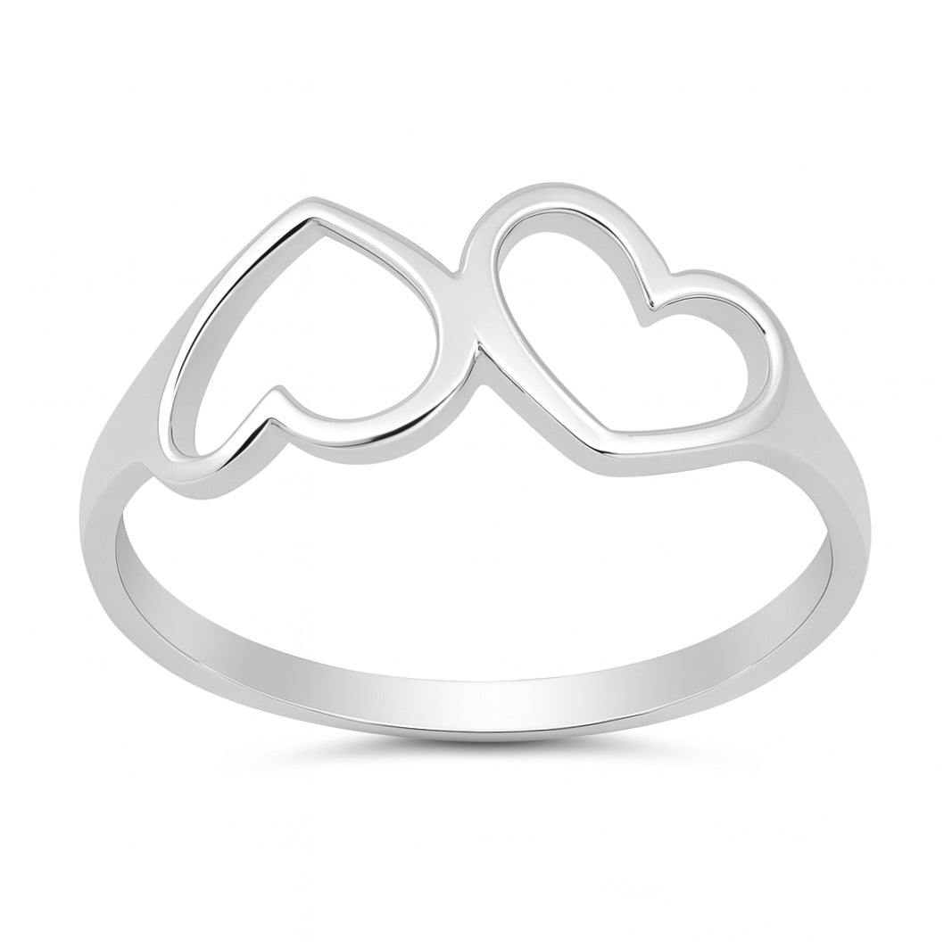 Silver Double Heart Ring